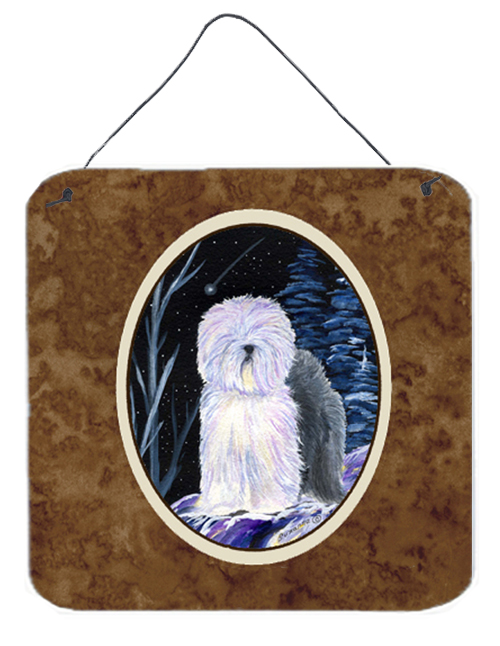 6 x 6 in. Starry Night Old English Sheepdog Aluminium Metal Wall or Door Hanging Prints