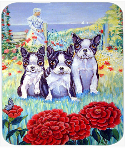 9.5 x 8 in. Boston Terrier Three in a Row Mouse Pad, Hot Pad or Trivet