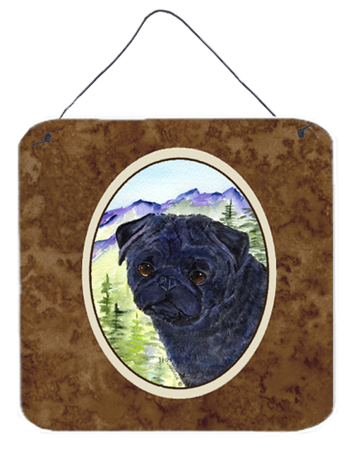 6 x 6 in. Pug Aluminium Metal Wall or Door Hanging Prints