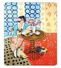 8 x 9.5 in. Lady with her Pug Mouse Pad, Hot Pad or Trivet