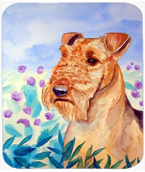 9.5 x 8 in. Airedale Terrier in Flowers Mouse Pad, Hot Pad or Trivet