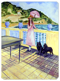 8 x 9.5 in. Lady with her Schipperke Mouse Pad, Hot Pad or Trivet