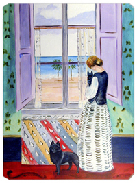 8 x 9.5 in. Lady with her Schipperke Mouse Pad, Hot Pad or Trivet