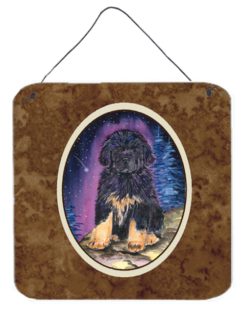 6 x 6 in. Starry Night Tibetan Mastiff Aluminium Metal Wall or Door Hanging Prints