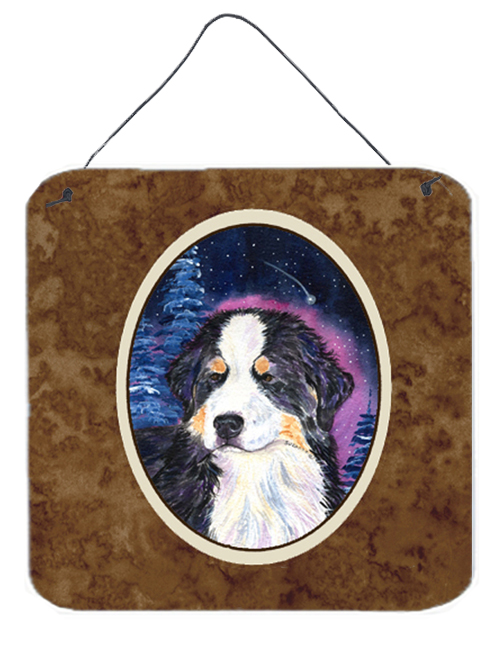 6 x 6 in. Starry Night Bernese Mountain Dog Aluminium Metal Wall or Door Hanging Prints