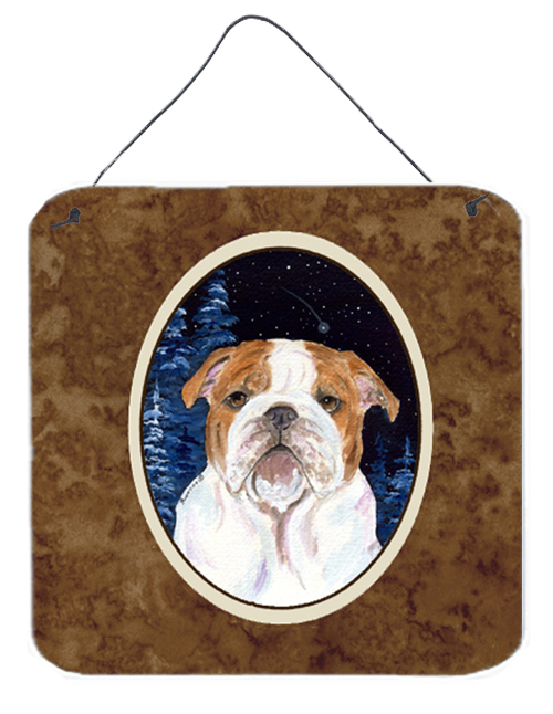 6 x 6 in. Starry Night English Bulldog Aluminium Metal Wall or Door Hanging Prints