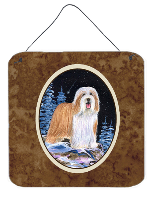 6 x 6 in. Starry Night Bearded Collie Aluminium Metal Wall or Door Hanging Prints