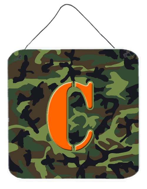 CJ1030-CDS66 6 x 6 in. Letter C Initial Monogram - Camo Green Aluminium Metal Wall or Door Hanging Prints