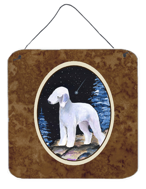 6 x 6 in. Starry Night Bedlington Terrier Aluminium Metal Wall or Door Hanging Prints
