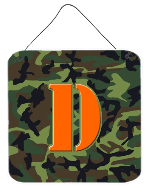 CJ1030-DDS66 6 x 6 in. Letter D Initial Monogram - Camo Green Aluminium Metal Wall or Door Hanging Prints