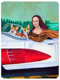 8 x 9.5 in. Mona Lisa with Corgi Mouse Pad, Hot Pad or Trivet
