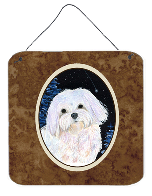 6 x 6 in. Starry Night Maltese Aluminium Metal Wall or Door Hanging Prints