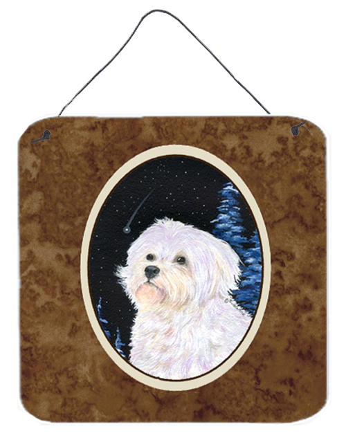6 x 6 in. Starry Night Maltese Aluminium Metal Wall or Door Hanging Prints