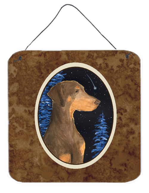 SS8462DS66 6 x 6 in. Starry Night Doberman Aluminium Metal Wall or Door Hanging Prints