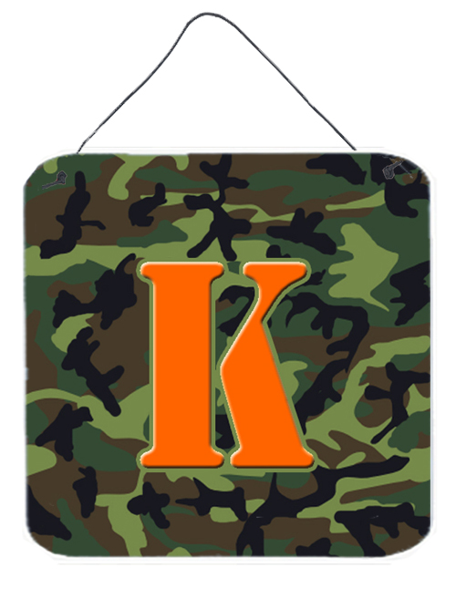 CJ1030-KDS66 6 x 6 in. Letter K Initial Monogram - Camo Green Aluminium Metal Wall or Door Hanging Prints