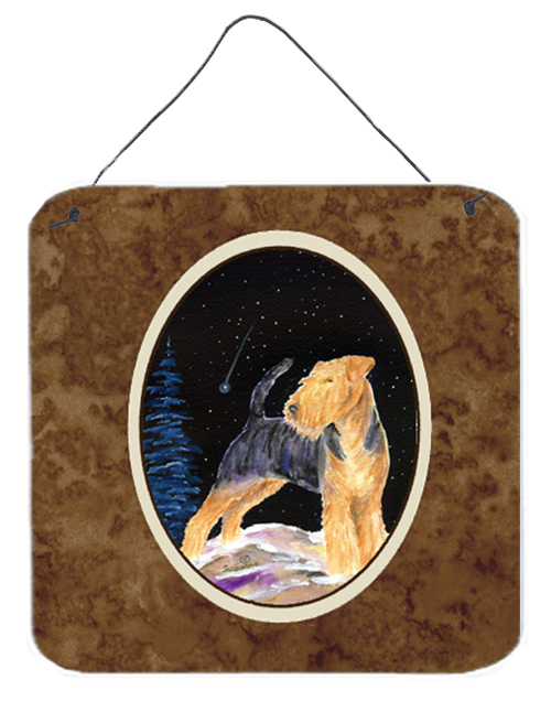 6 x 6 in. Starry Night Welsh Terrier Aluminium Metal Wall or Door Hanging Prints