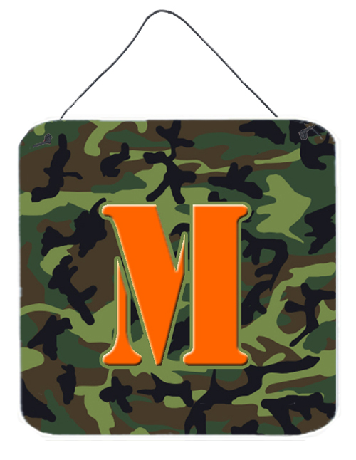 CJ1030-MDS66 6 x 6 in. Letter M Initial Monogram - Camo Green Aluminium Metal Wall or Door Hanging Prints