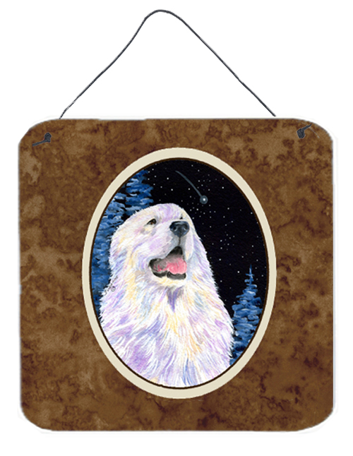 6 x 6 in. Starry Night Great Pyrenees Aluminium Metal Wall or Door Hanging Prints