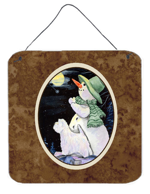 SS8797DS66 6 x 6 in. Snowman with Westie Aluminium Metal Wall or Door Hanging Prints