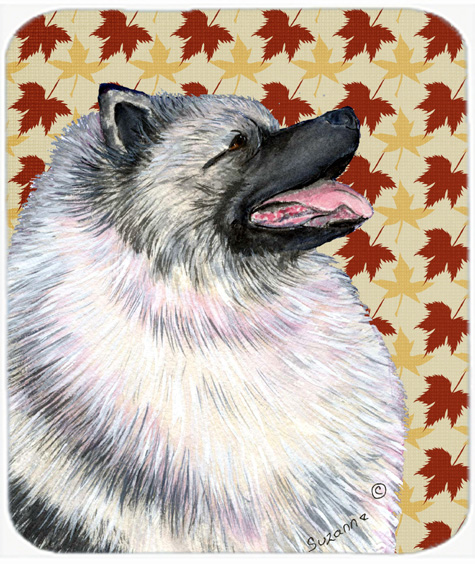 9.5 x 8 in. Keeshond Fall Leaves Portrait Mouse Pad, Hot Pad or Trivet