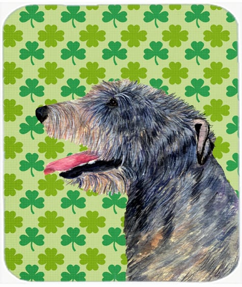 SS4437MP 9.5 x 8 in. Irish Wolfhound St. Patricks Day Shamrock Mouse Pad- Hot Pad or Trivet