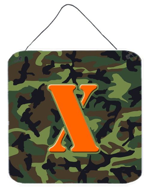 CJ1030-XDS66 6 x 6 in. Letter X Initial Monogram - Camo Green Aluminium Metal Wall or Door Hanging Prints
