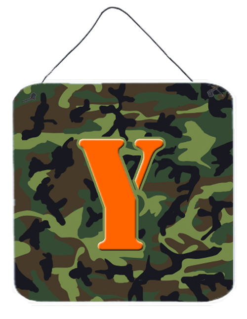 CJ1030-YDS66 6 x 6 in. Letter Y Initial Monogram - Camo Green Aluminium Metal Wall or Door Hanging Prints