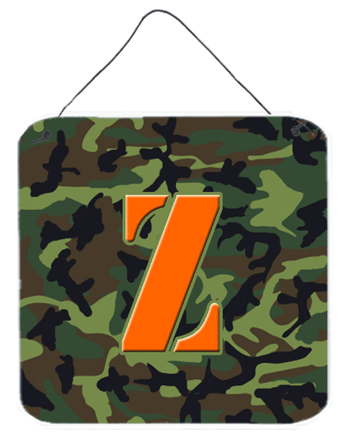 CJ1030-ZDS66 6 x 6 in. Letter Z Initial Monogram - Camo Green Aluminium Metal Wall or Door Hanging Prints
