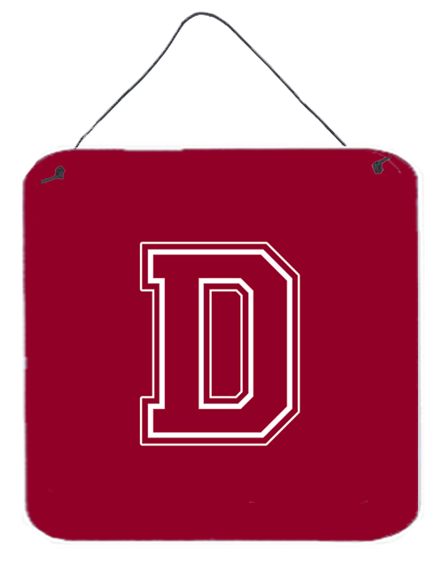 CJ1032-DDS66 6 x 6 in. Letter D Initial Monogram - Maroon and White Aluminium Metal Wall or Door Hanging Prints