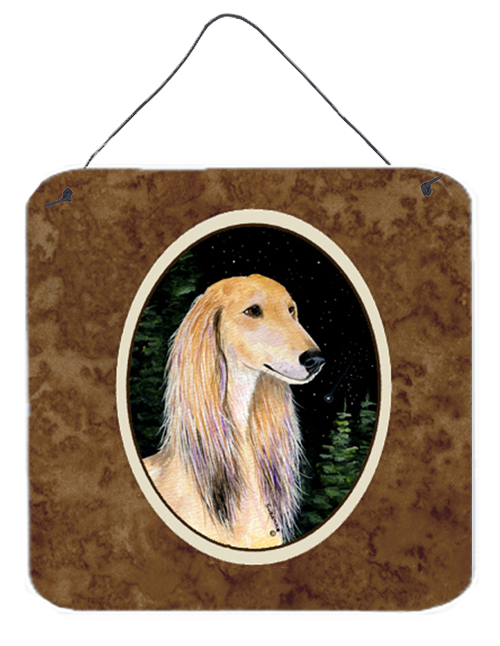 6 x 6 in. Starry Night Saluki Aluminium Metal Wall or Door Hanging Prints