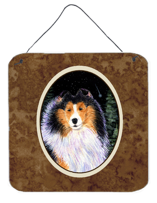 6 x 6 in. Starry Night Collie Aluminium Metal Wall or Door Hanging Prints