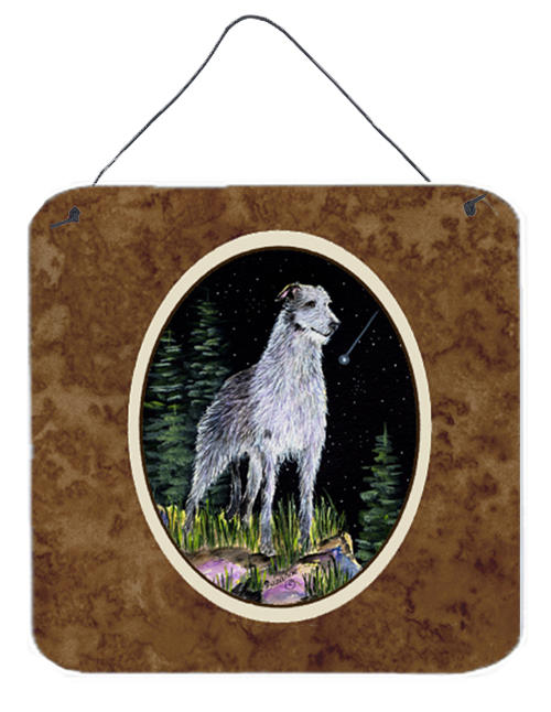 SS8493DS66 6 x 6 in. Starry Night Scottish Deerhound Aluminium Metal Wall or Door Hanging Prints