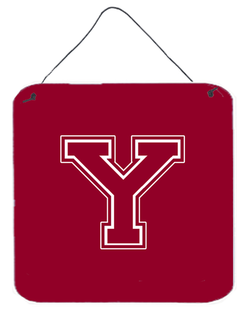 Picture of Carolines Treasures CJ1032-YDS66 6 x 6 in. Letter Y Initial Monogram - Maroon and White Aluminium Metal Wall or Door Hanging Prints