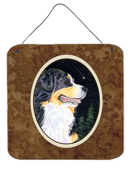 6 x 6 in. Starry Night Bernese Mountain Dog Aluminium Metal Wall or Door Hanging Prints