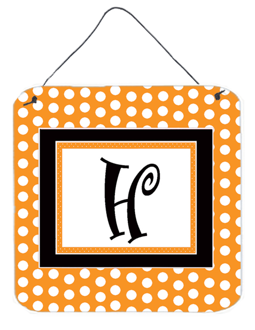 CJ1033-HDS66 6 x 6 in. Letter H Initial Monogram - Orange Polkadots Aluminium Metal Wall or Door Hanging Prints
