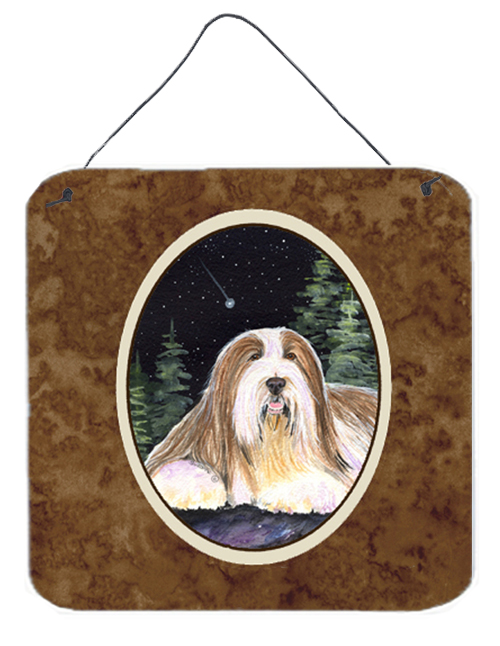 6 x 6 in. Starry Night Bearded Collie Aluminium Metal Wall or Door Hanging Prints