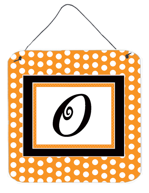 CJ1033-ODS66 6 x 6 in. Letter O Initial Monogram - Orange Polkadots Aluminium Metal Wall or Door Hanging Prints