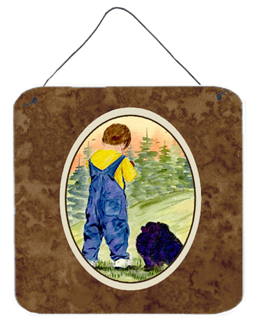 SS8544DS66 6 x 6 in. Little Boy with his Pomeranian Aluminium Metal Wall or Door Hanging Prints