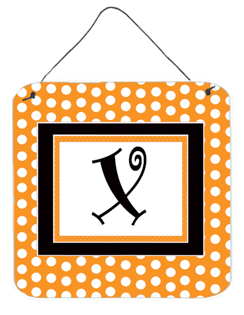 CJ1033-XDS66 6 x 6 in. Letter X Initial Monogram - Orange Polkadots Aluminium Metal Wall or Door Hanging Prints