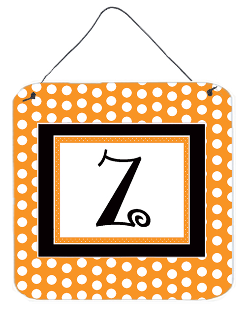 CJ1033-ZDS66 6 x 6 in. Letter Z Initial Monogram - Orange Polkadots Aluminium Metal Wall or Door Hanging Prints