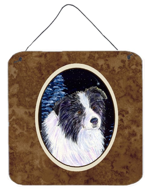 6 x 6 in. Starry Night Border Collie Aluminium Metal Wall or Door Hanging Prints