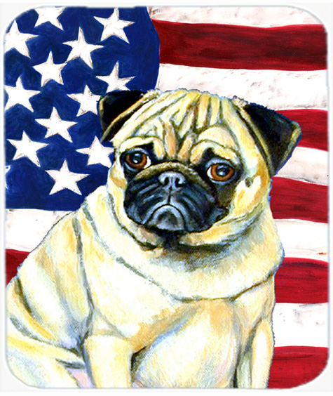 USA American Flag with Pug Mouse Pad - 9.5 x 8 in.