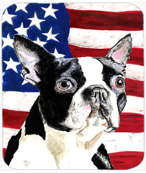 Usa American Flag With Boston Terrier Mouse Pad, Hot Pad Or Trivet