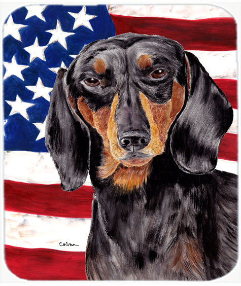 Usa American Flag With Dachshund Mouse Pad, Hot Pad Or Trivet