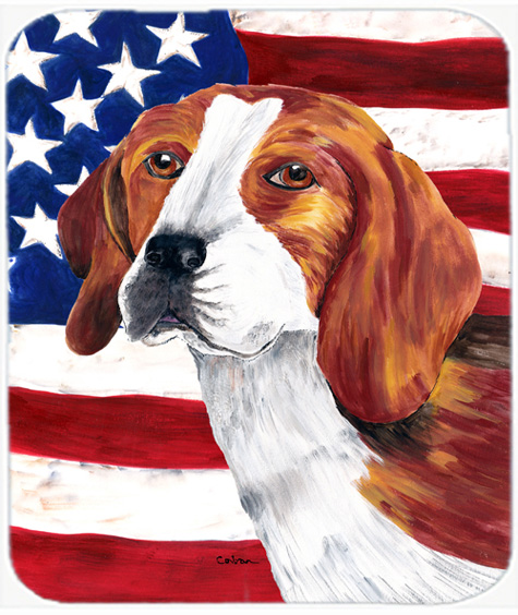 Usa American Flag With Beagle Mouse Pad, Hot Pad Or Trivet