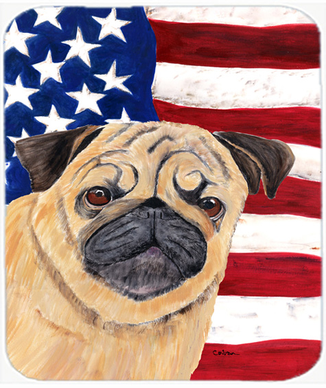 Usa American Flag With Pug Mouse Pad, Hot Pad Or Trivet
