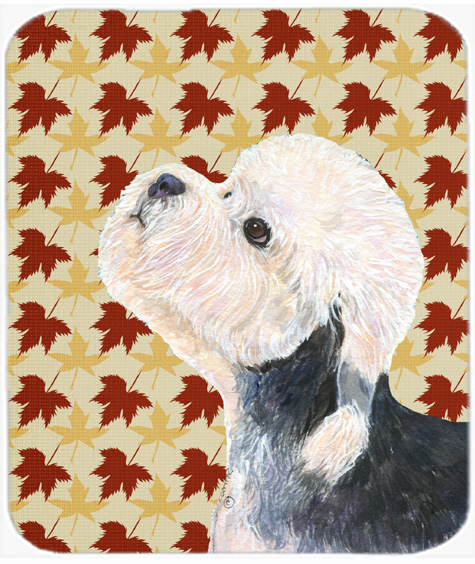 Dandie Dinmont Terrier Fall Leaves Portrait Mouse Pad, Hot Pad Or Trivet