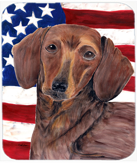 Usa American Flag With Dachshund Mouse Pad- Hot Pad Or Trivet