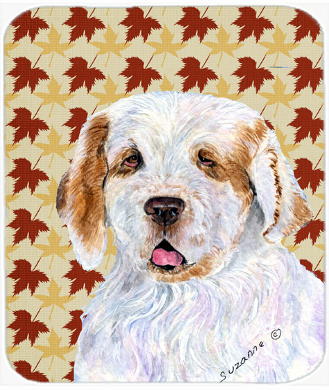 Clumber Spaniel Fall Leaves Portrait Mouse Pad, Hot Pad Or Trivet
