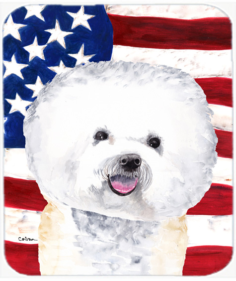Usa American Flag With Bichon Frise Mouse Pad, Hot Pad Or Trivet